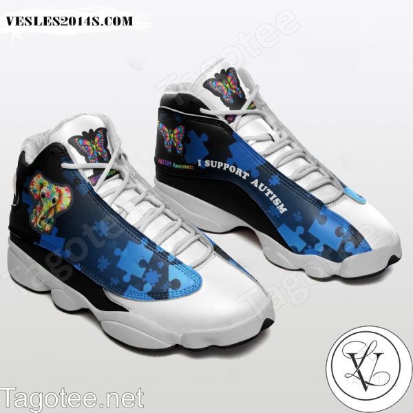 I Support Autism Butterfly Elephant Air Jordan 13 Shoes