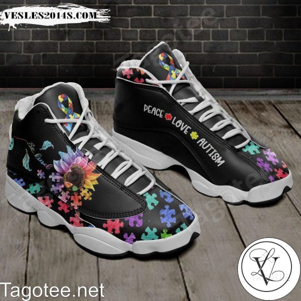 Peace Love Autism Black Air Jordan 13 Shoes