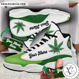 Personalized Weed Green White Air Jordan 13 Shoes