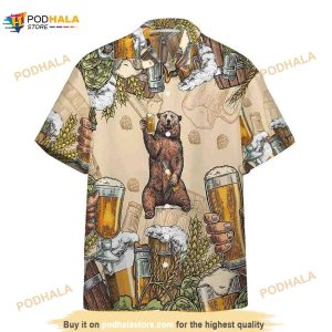 3D Bear And Beer Custom Hawaii Shirt