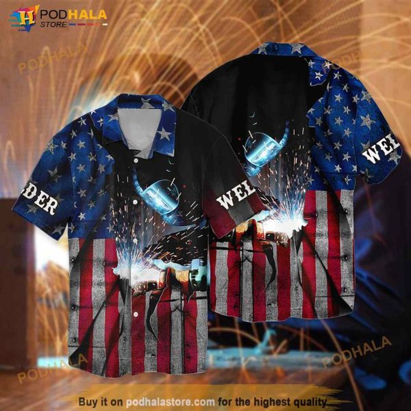 4th Of July American Love Welder Hawaiian Shirt