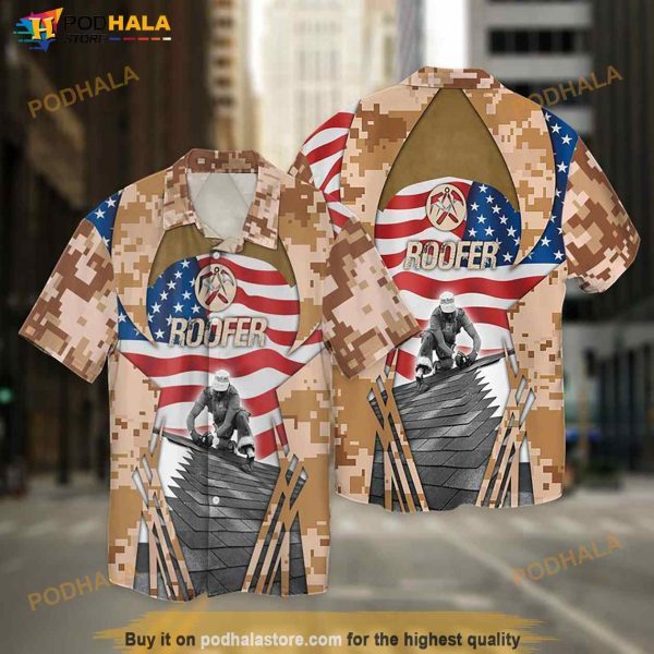 4th Of July American Roofer Hawaiian Shirt