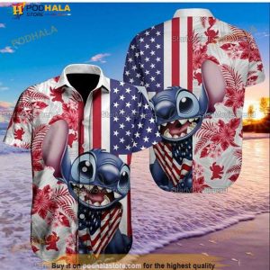 4th Of July American Stitch Cartoon Lilo And Stitch Hawaiian Shirt