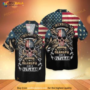 4th Of July American Veteran Dad I Am Dad Grandpa And A Veteran Hawaiian Shirt