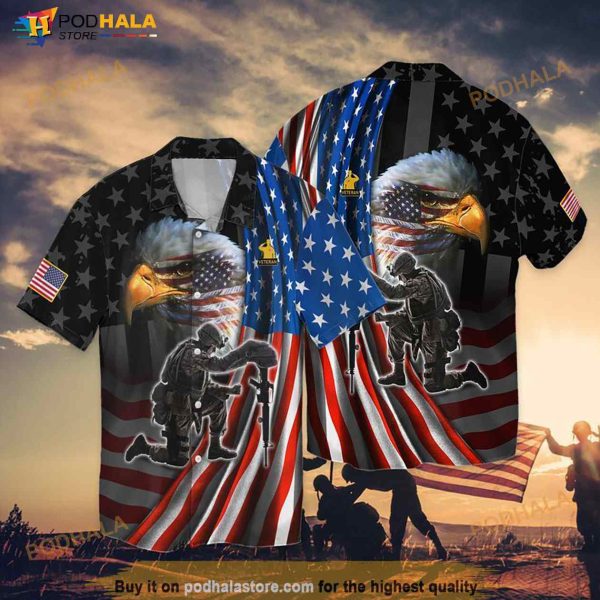 4th Of July Memorial Day Eagle And Veteran Hawaiian Shirt