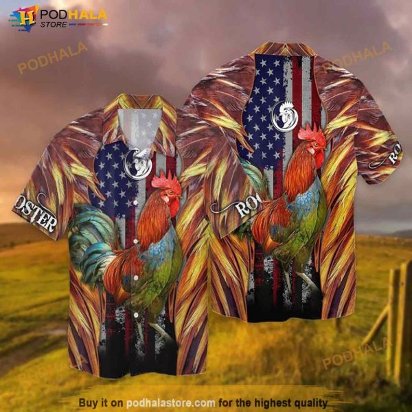 4th Of July Rooster Hawaiian Shirt