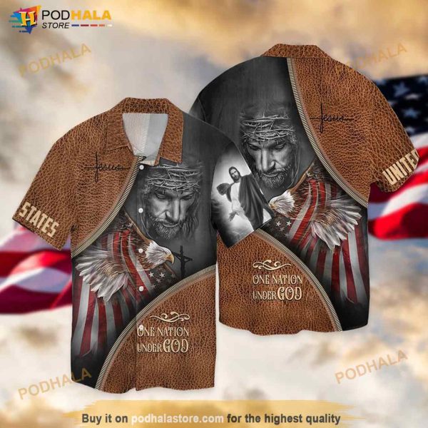 4th Of July United States One Nation Under God Jesus Hawaiian Shirt