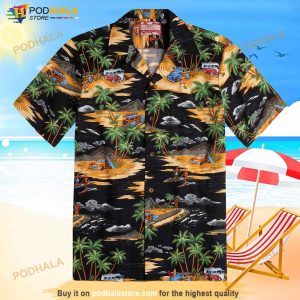 Aloha Black Palms Trees Hawaiian Shirt