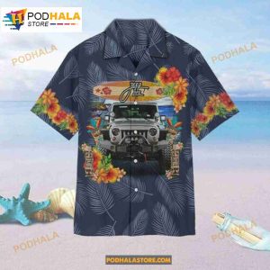 Aloha Car Flowers Tiki Tropical Leaves Hawaiian Shirt