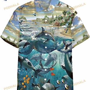 Aloha Dolphin Paradise Hawaiian Vintage Hawaii Beach Shirt