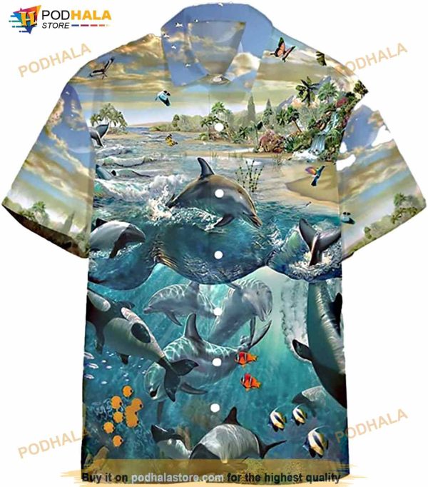 Aloha Dolphin Paradise Hawaiian Vintage Hawaii Beach Shirt