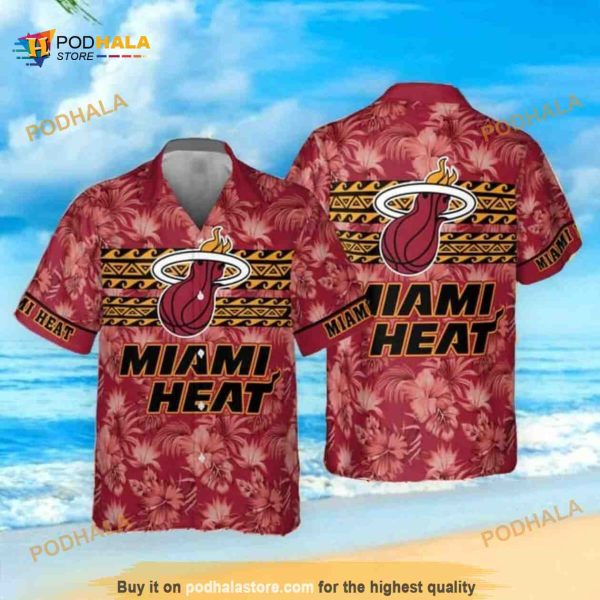 Aloha NBA Miami Heat Funny Hawaiian Shirt Hibiscus Flower On Red Background