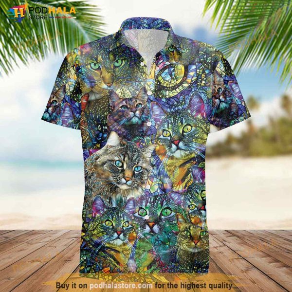 Amazing Kaleidoscope Cat Hawaiian Shirt