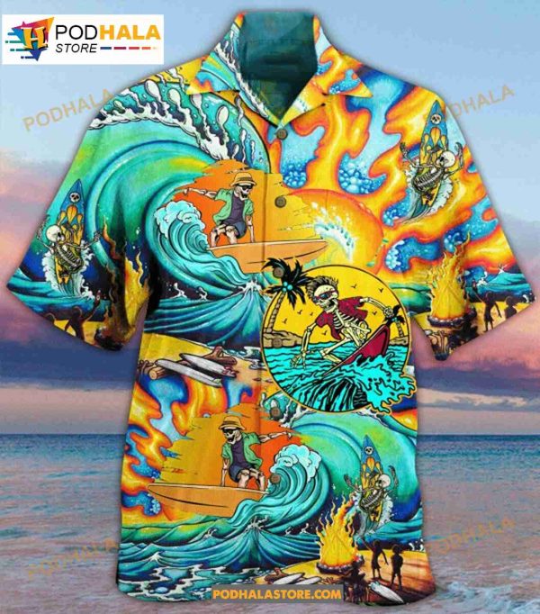 Amazing Surfing Skull Beach Tropical Father Summer Style Beach Hawaiian Shirt