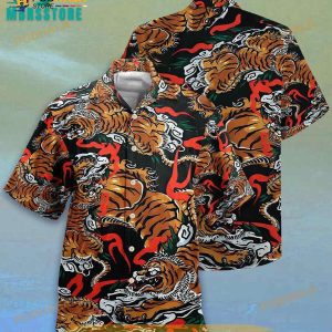 Amazing Tiger Japanese Unisex Tiger Short Sleeve Series Vintage Beach Hawaiian Shirt