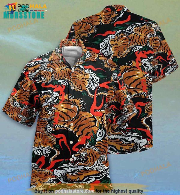 Amazing Tiger Japanese Unisex Tiger Short Sleeve Series Vintage Beach Hawaiian Shirt