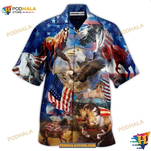 America Horse Patriotic America Hawaiian Shirt