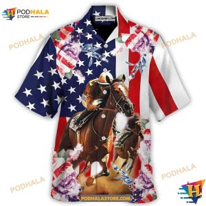 America Horse Racing Rose Hawaiian Shirt