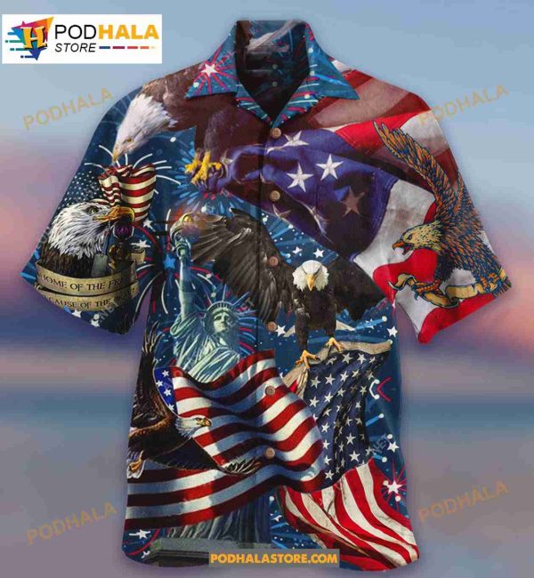 America Patriotic Eagle Usa Flag Beach Hawaiian Shirt