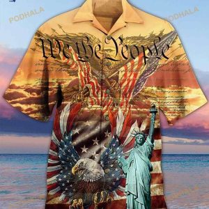 American Flag Eagle Statue Of Liberty We The People Hawaiian Shirt