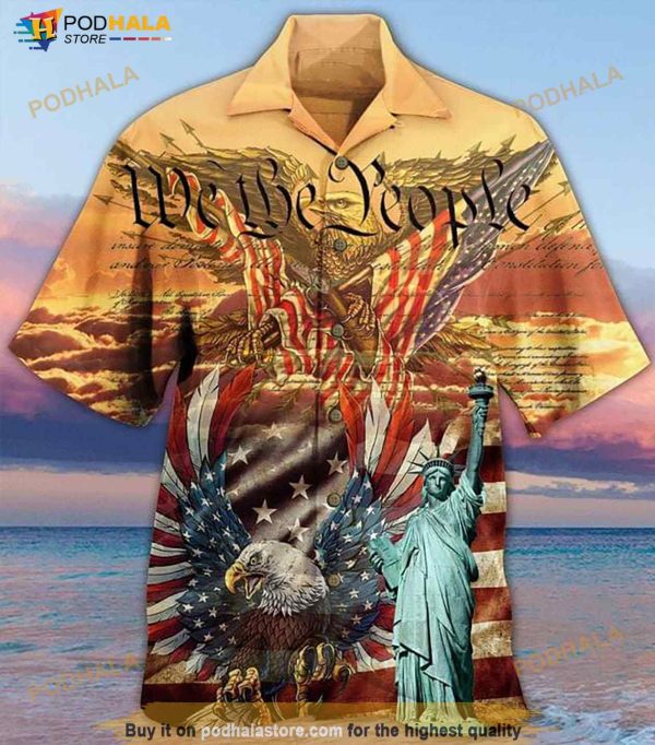 American Flag Eagle Statue Of Liberty We The People Hawaiian Shirt