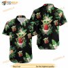 Baby Yoda Hugging Apples Seamless Tropical Green Leaves On Black Hawaiian Shirt