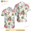 Baby Yoda Hugging Coconuts Seamless Tropical Colorful Flowers On White Hawaiian Shirt