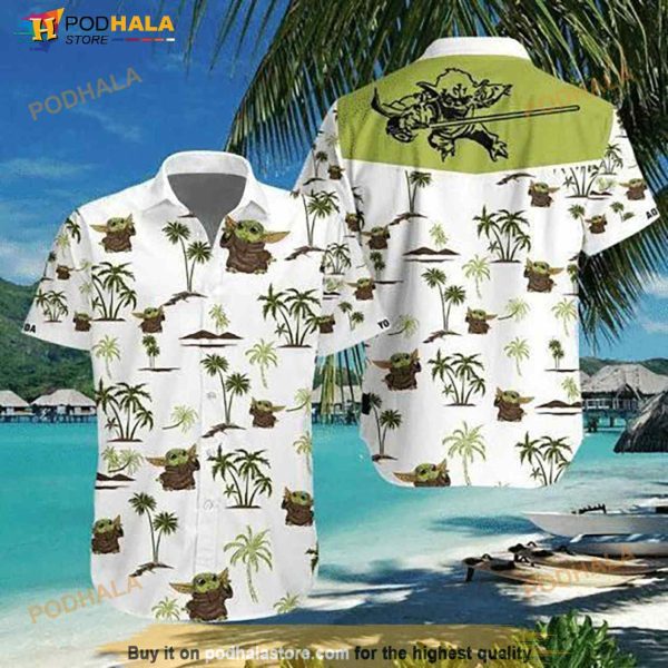 Baby Yoda With Coconut Island Hawaiian Shirt