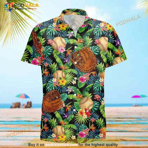 Baseball Flower Art Sport Hawaii Hawaiian Shirt