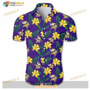 Beach Shirt NFL Minnesota Vikings Tropical Flower Hawaiian Shirt