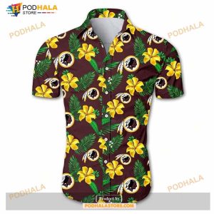 Beach Shirt NFL Washington Redskins Tropical Flower Hawaiian Shirt White