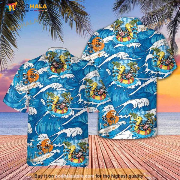 Beach Surfing Skull 3d Hawaiian Tropical Hawaii Shirt Father