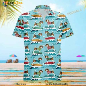 Beagle Surfboard 3D All Over Printed Hawaiian Shirt