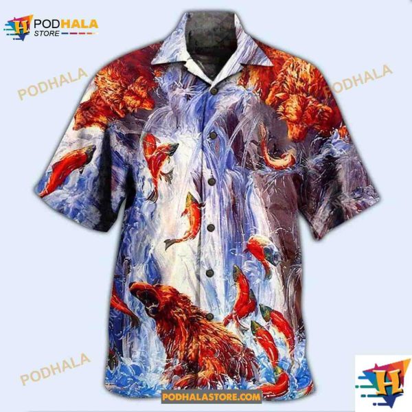 Bear Fighting And Dancing In Waterfall Hawaiian Shirt