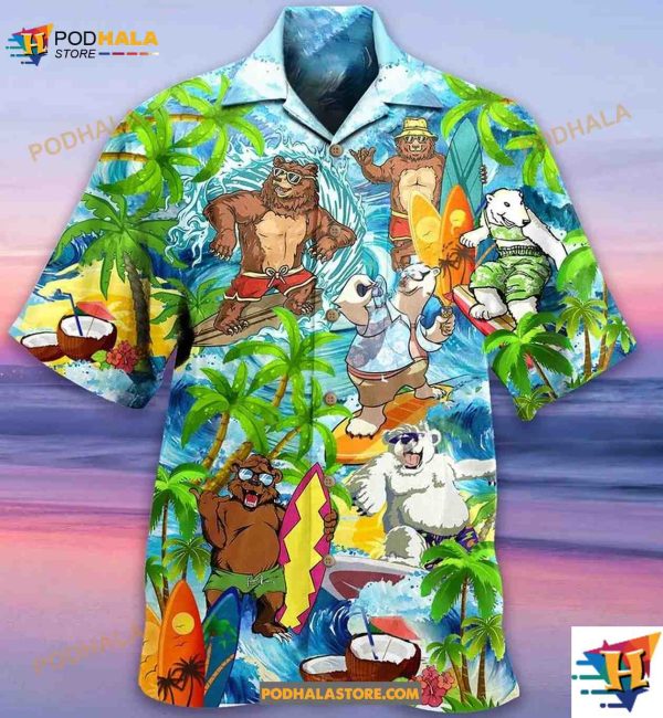 Bear Love Beach Love Animals Hawaiian Shirt