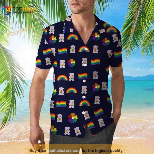 Bear Pride Hawaiian Shirt For LGBT Rainbow Flag