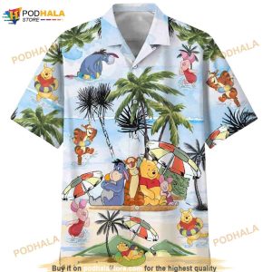 Bear The Pooh Piglet And Friend On The Sea Funny Hawaiian Shirt