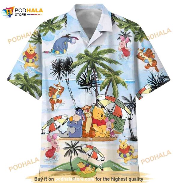 Bear The Pooh Piglet And Friend On The Sea Funny Hawaiian Shirt