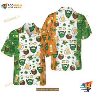 Beard Saint Patrick’s Day Seamless Pattern Hawaiian Shirt