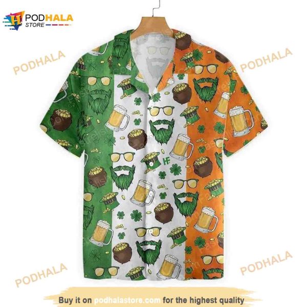 Beard Saint Patrick’sday Seamless Pattern Hawaiian Shirt