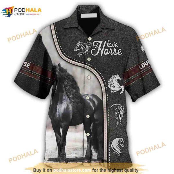 Beautiful Black Horse Hawaiian Shirt