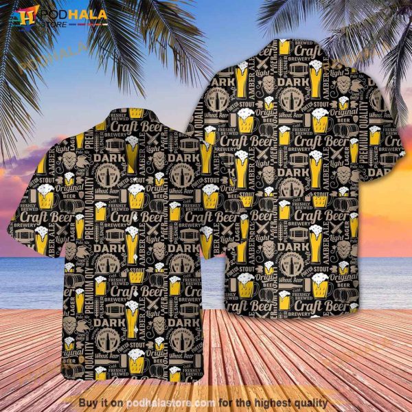 Beer Lovers Aloha Beer Pattern Hawaiian Shirt For Men Women Vintage Hawaii