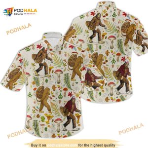 Bigfoot Mushroom Funny Hawaiian Shirt