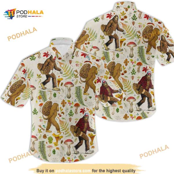 Bigfoot Mushroom Funny Hawaiian Shirt