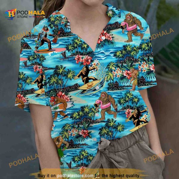 Bigfoot Summer Vacation Beach Funny Hawaiian Shirts