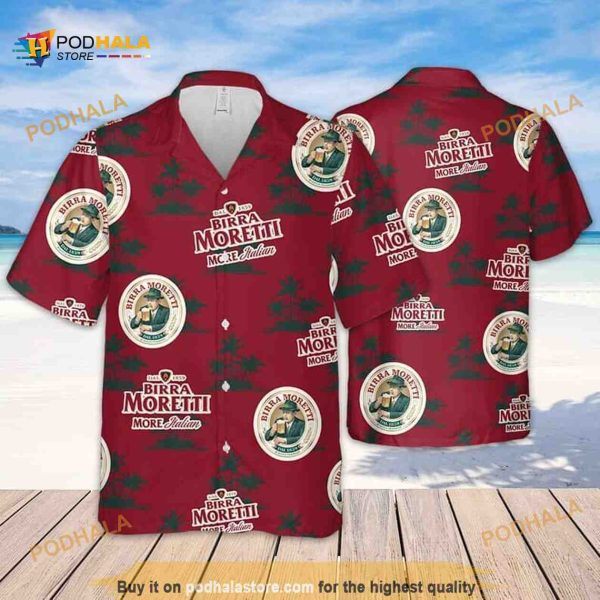 Birra Moretti Beer Coconut Island Pattern Funny Hawaiian Shirt