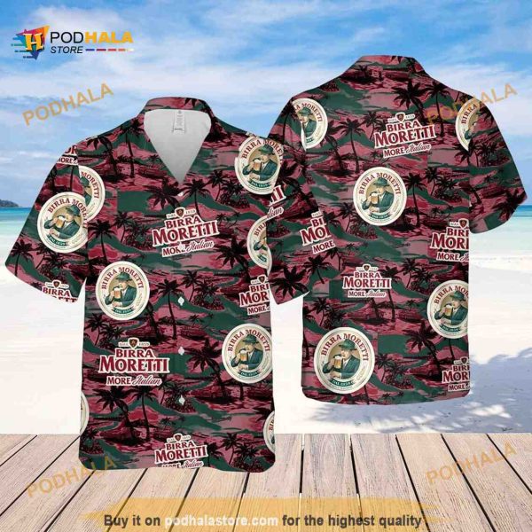 Birra Moretti beer Island Pattern Funny Hawaiian Shirt