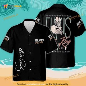 Black Aloha Elvis Presley Funny Hawaiian Shirt King Of Rock And Roll