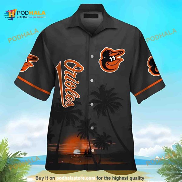 Black Aloha MLB Baltimore Orioles Funny Hawaiian Shirt Beach Gift For Him