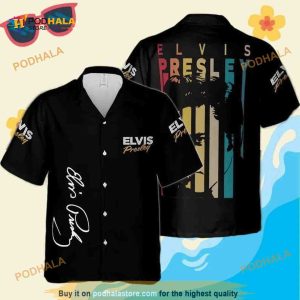 Black Aloha The King Elvis Presley Funny Hawaiian Shirt Gift For Rock Lovers